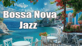 Elegant Bossa Nova Jazz Music & Ocean Wave Sounds at Seaside Cafe Ambience for Relax, Stress Relief