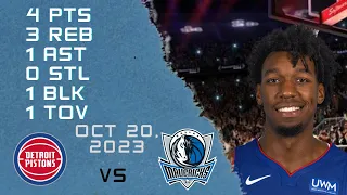 James Wiseman player Highlights PISTONS vs MAVERICKS NBA preseason game 20-10-2023