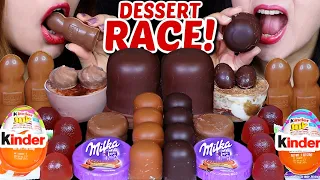 ASMR FAVORITE CHOCOLATE DESSERT RACE! GIANT CHOCOLATE MARSHMALLOWS, MILKA, CADBURY, KINDER, JELLY 먹방