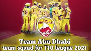 team Abu Dhabi team squad for T10 league 2021