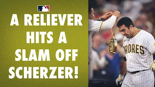 Daniel Camarena, a Padres reliever called up today, hit a GRAND SLAM off Max Scherzer!