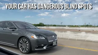 car blindspot mirrors and blind spot areas shown