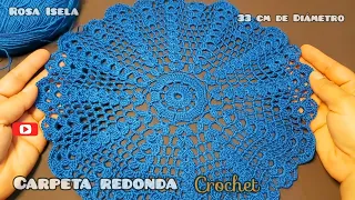 Carpeta redonda/Pétalos En Crochet #RosaIsela #CarpetasRosa