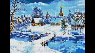 flosstube #43 beaded cross stitch wip and chat / winter scenery #3