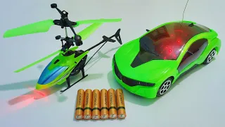 Radio control helicopter and 3d lights rc car unboxing and car toy