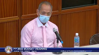 FY 2022 Budget Hearing - Senator Joe S. San Agustin - June 15, 2021 9am OPA