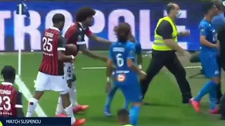 Bagarre entre Dimitri Payet et les supporters niçois lors du match Marseille Nice