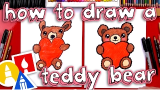 How To Draw A Teddy Bear Holding A Heart