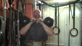 Steve Angell hitting 5 sets of 5 reps with 2 x 48kg kettlebells. The so called "BEAST"