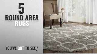 Top 10 Round Area Rugs [2018 ]: Safavieh Hudson Shag Collection SGH280B Grey and Ivory Moroccan Ogee