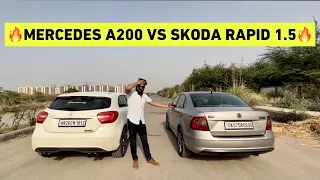 DRAG RACE : Mercedes A200 vs Skoda Rapid 1.5🔥| Tuned vs Tuned😈 #mercedes #skoda #dragrace