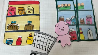 [🎀paper diy🎀] grocery store 🏪 ASMR 식료품점 마트 종이놀이 paper play