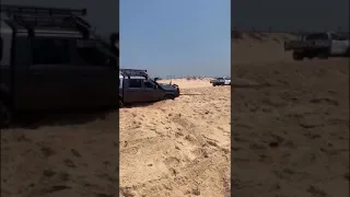 Hilux recovery by a land cruiser at blacksmith beach offroad 4x4