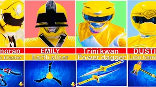 All Yellow Power Rangers And All Their Weapons…