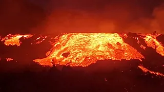 Lava mass descent. Meradalir eruption, Iceland. Aug. 4, 2022.