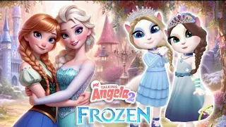 my talking Angela 2 | Elsa frozen❄️ and Anna🍁 New video 2024 #cosplay 🍁❄️
