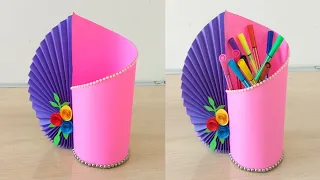 How to Make Pen Stand/Origami Pen Holder/Paper Pencil Holder/Pen Holder