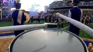 JMU Fight Song - Football Team Stadium Entrance 4K-HD (Drumline POV)