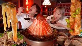 SUB)ASMR MUKBANG 좐맛탱!! 마라탕🔥 넓적당면 막추가! 맵짠맵짠!! 화산마라전골과 고추🌶바삭유린기까지! Spicy malatang & crispy chicken!