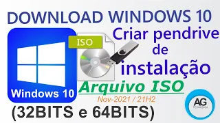 Como Baixar a ISO Windows 10 Novembro 2021 e Criar Pendrive de Instalação (32Bits ou 64Bits)