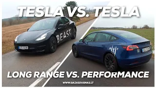 Teslų dragas: Performance prieš Long Range