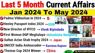 January To May 2024 Current Affairs | Last 5 Months Current Affairs 2024 |Top 200 Questions Part 1