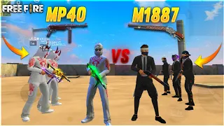 MP40 vs M1887 FACTORY CHALLENGE 😂| 4 VS 4 WHO WILL WIN ? #factoryfreefire AS