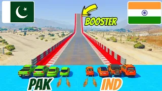 GTA 5 PAKISTANI CARS VS INDIAN CARS BOOSTER RAMP JUMP CHALLENGE😍😨