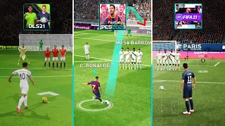 DLS 21 vs PES 2021 MOBILE vs FIFA MOBILE 21 |  Realistic Free Kick