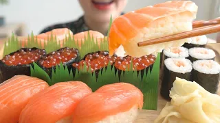 ASMR Mukbang | Salmon and Salmon Roe Sushi🍣 | English subs | Eating Sounds