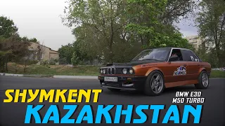 Shymkent, Kazakhstan - Drag Racing. BMW E30 M50 Turbo VS Subaru Impreza WRX GC8 Type R