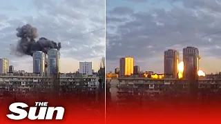 Russian airstrikes hit Kyiv residential building as huge explosions rock Ukrainian capital
