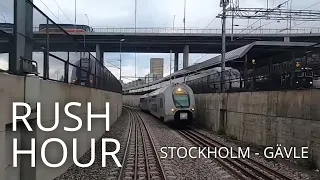 TRAIN DRIVER'S VIEW: Rush Hour on East Coast Line (Stockholm-Gävle)