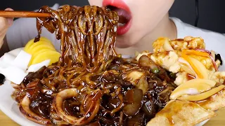 ASMR Black Bean Noodles and Sweet and Sour Pork | Jjajangmyeon and Tangsuyuk | Eating Sounds Mukbang