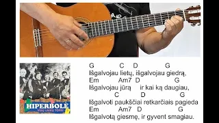 Hiperbolė - Išgalvotas gyvenimas - TAB -  Akordai - Ritmas 🎸 Mokomės groti gitara!.