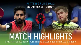 Highlights | Sathiyan Gnanasekaran (IND) vs Denis Zholudev (KAZ) | MT Grps | #ITTFWorlds2022