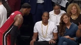 LeBron James Dunks After Talking to Jay Z & Beyonce