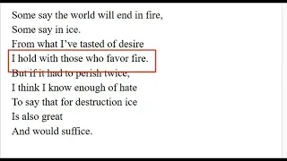 Fire and Ice by Robert Frost in Urdu Summary Explanation