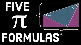 Five Pi Formulas in "Pi/2 minutes" (Pi Day visual proofs)