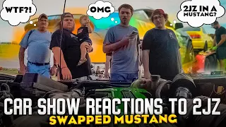 Car Show Reactions to 2JZ Swapped Mustang! (Hidden camera) - Ice Cream Cruise 2020