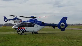 vertrek van de 3 politiehelikopters op Vliegveld Teuge