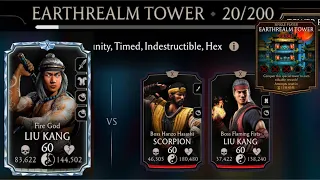 MK Mobile Earthrealm Tower Fatal Boss 20 + Reward | My Fire God Liu Kang is MAXED!