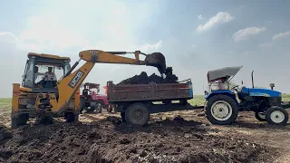 Kubota 5501 Swaraj 744 XT Loading Mud JCB 3dx Backhoe Loader | Stuck in Mud #jcb #tractor #bulldozer