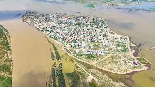 14.05.24 Атырау, Махамбет ауданы Талдыкөл ауылы. Жайық өзені және Сары Өзек арнасы. #паводок #drone