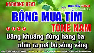 Karaoke Bông Mua Tím - Tone Nam ( Dm ) Nhạc Sống Beat Chuẩn | Karaoke Nguyễn Vinh