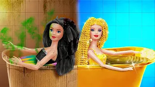 CAMBIO DE IMAGEN PARA MI BARBIE POBRE vs. RICO || Manualidades pequeñas para muñecas por YOWZA