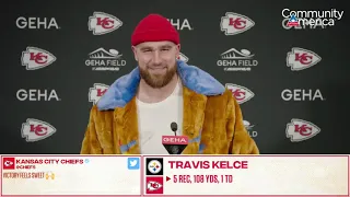 Travis Kelce's Mom Surprises Him in His Postgame Press Conference | Chiefs vs. Steelers