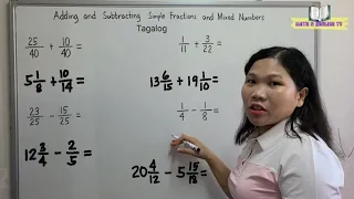Adding and Subtracting Simple Fractions and Mixed Numbers Tagalog