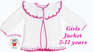 Easy crochet toddler girls pinafore cardigan jacket | crochet coat | 3-4 years Crochet for Baby 204