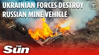 Ukrainian drones destroy Russian mine vehicle in huge explosion